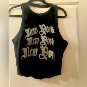 Fashion Nova New York Washed Tank- Black